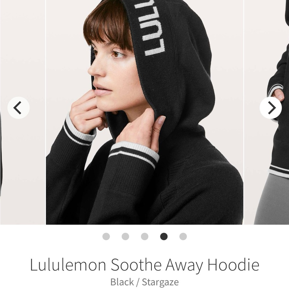 Rare Lululemon Soothe Away sweater Hoodie- size 4. Black with white accents. - Picture 4 of 5